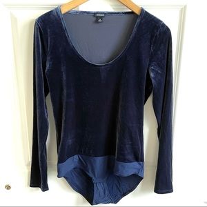 J. Crew Navy Blue Velvet Bodysuit NWOT Medium